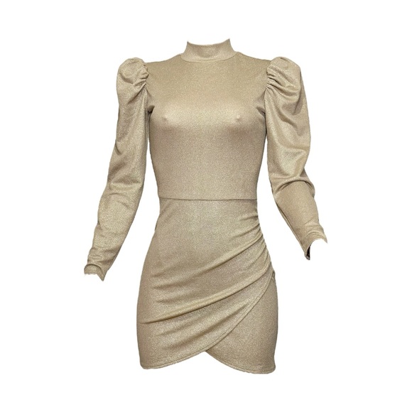 REFORMATION Lexi Dress, Gold Shimmer, XS - Picture 7 of 8